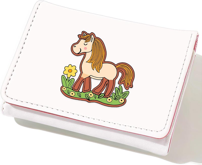 BJDAMAI Horse Wallet For Teens Kids Girls Age 6,7,8,9,10,11,12, Small Slim Thin Mini Compact Women Wallet, Animal Lovers Gifts Stuff, Cash Card Coin Pocket Window For Female! - Image 1